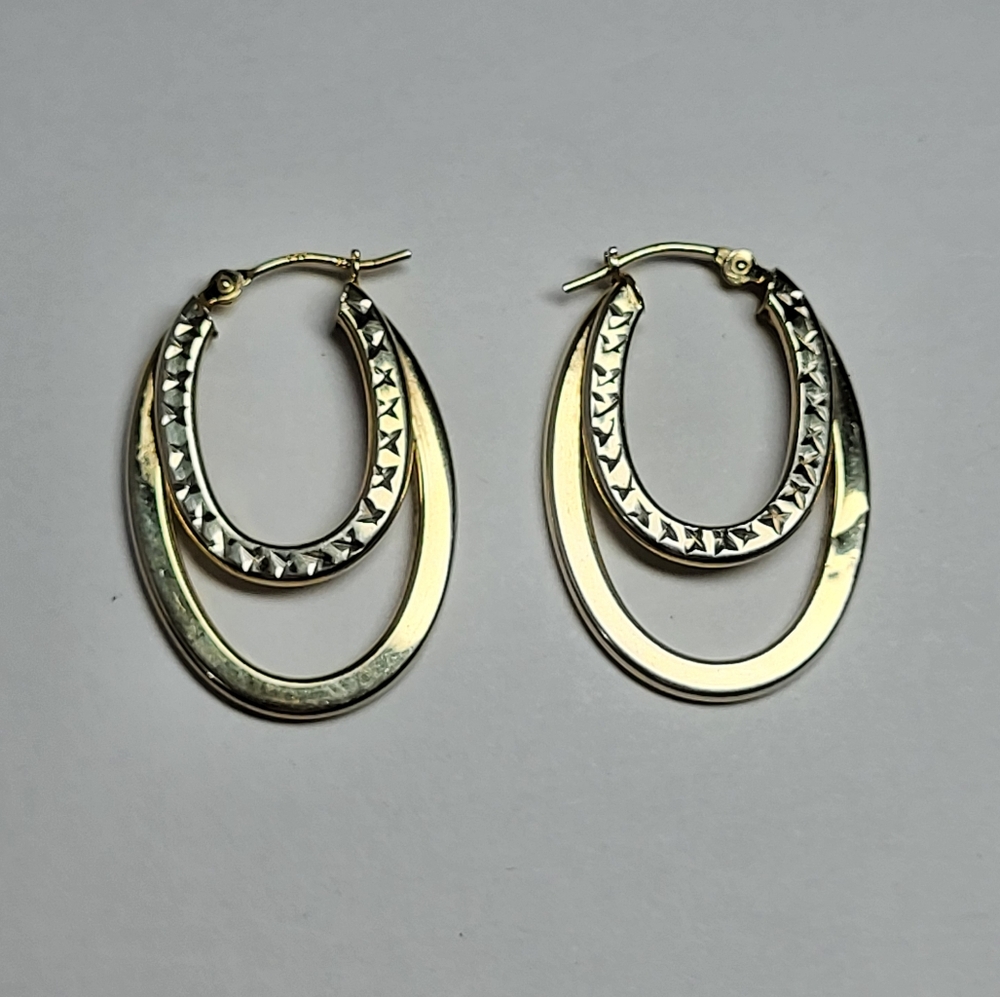 Vintage, Gold Over .925 Sterling Silver Double Hoop Earrings